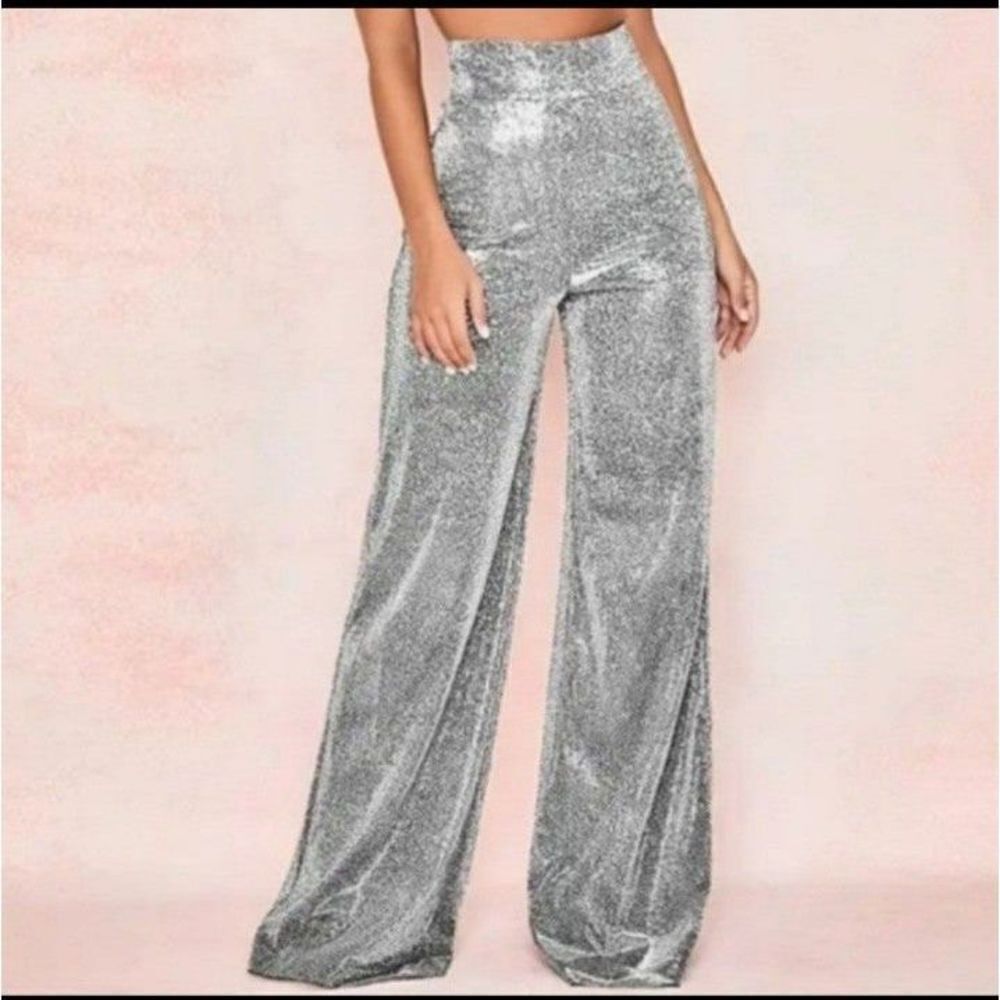 Ladies wide-leg sparkling pants sz X-large - Picture 4 of 6